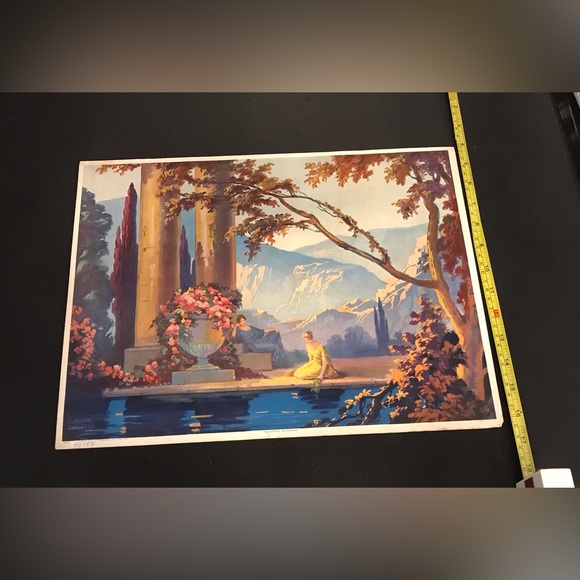 Vintage Vladimir Pavlosky Romantic Grecian Art Nouveau, “Blissful Reveries”Print - Picture 3 of 6